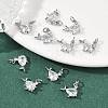 SHEGRACE Brass Micro Pave Clear Cubic Zirconia Charms XGRQ2O743-420P-4