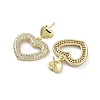 Hollow Heart Brass with Cubic Zirconia Stud Earrings EJEW-Q811-33G-2
