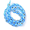 Handmade Evil Eye Lampwork Flat Round Bead Strands LAMP-L058-8mm-09-3