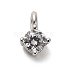 925 Sterling Silver Clear Cubic Zirconia Flat Round Charms STER-U009-07P-01-1