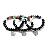 Natural Obsidian Round Beaded Chakra Stretch Bracelets BJEW-K251-01F-1