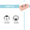 304 Stainless Steel Hollow Round Seamed Beads STAS-UN0043-16-3