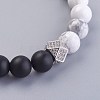 Natural Black Agate(Dyed) and Howlite Stretch Bracelets BJEW-JB03936-02-2