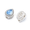Brass Light Sky Blue Glass Teardrop Multi-Strand Links KK-B125-09S-2