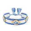 Evil Eye Adjustable Polyester & Alloy & Resin Enamel & Rhinestone Slider Bracelets FS-WG9985D-14-1