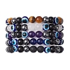 Round Gemstone Beaded Stretch Bracelets BJEW-JB11005-1