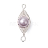 Copper Wire Wrapped Shell Pearl Connector Charms PALLOY-JF03114-4