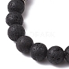 9mm Round Natural Lava Rock Chakra Beaded Stretch Bracelets for Women BJEW-JB10890-4
