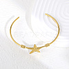 Ocean 304 Stainless Steel Starfish Open Cuff Bangles for Women WG4B16C-01-3