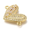 Rack Plating Brass Micro Pave Clear Cubic Zirconia Heart Links Connector Charm KK-P287-52G-02-2