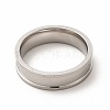 Non-Tarnish 201 Stainless Steel Grooved Finger Ring Settings STAS-P323-12P-2