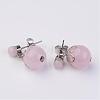 Dangling Natural Rose Quartz Ear Studs EJEW-JE02186-02-1