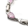 Rack Plating Brass Pave Cubic Zirconia Teardrop Links Bracelets for Women BJEW-H604-01P-03-3