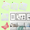 2Sets Square with Floral & Butterfly Pattern PET Drawing Stencil DIY-CW0001-12-8