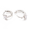 Brass Micro Pave Clear Cubic Zirconia Huggie Hoop Earrings ZIRC-H102-13P-3