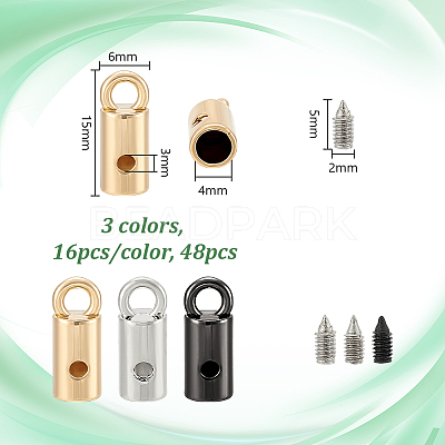 48Pcs 3 Colors Zinc Alloy Cord Ends FIND-PH0023-60A-1