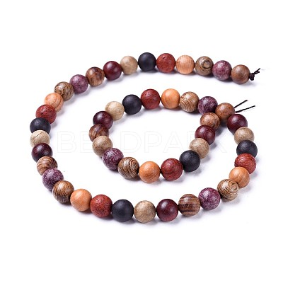 Natural Wood Beads Strands X-WOOD-F008-07-B-1