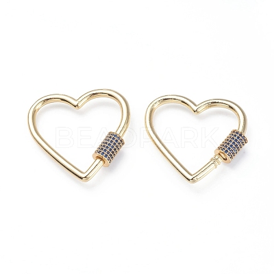 Brass Micro Pave Cubic Zirconia Screw Carabiner Lock Charms ZIRC-G156-12G-1