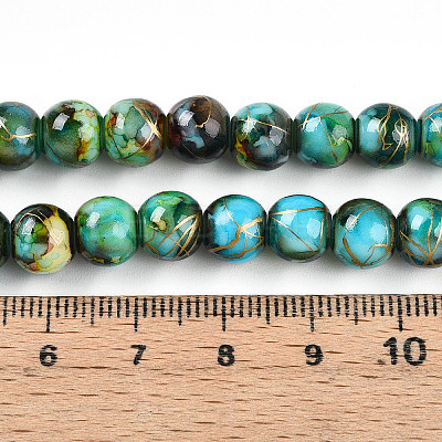 Baking Paint Glass Beads Strands DGLA-N003-8mm-B08-1