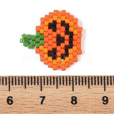 Halloween Glass Seed Beaded Pendants PALLOY-MZ01398-1