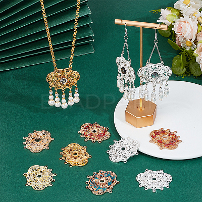 36Pcs 6 Colors Alloy Connector Cabochon Settings FIND-PH0061-67-1