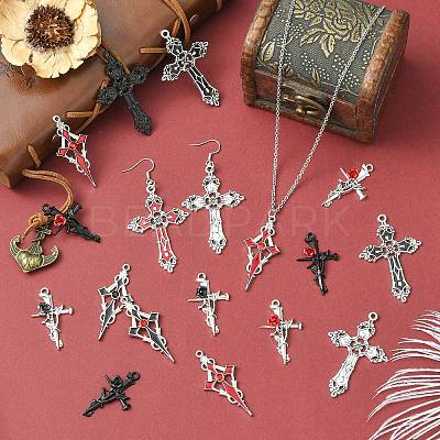 48Pcs 12 Styles Tibetan Style Alloy Pendants FIND-CJ0005-16-1