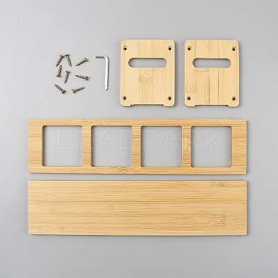4 Hole Bamboo Kitchen Oil Bottle Organizer Rack ODIS-WH0001-83-1