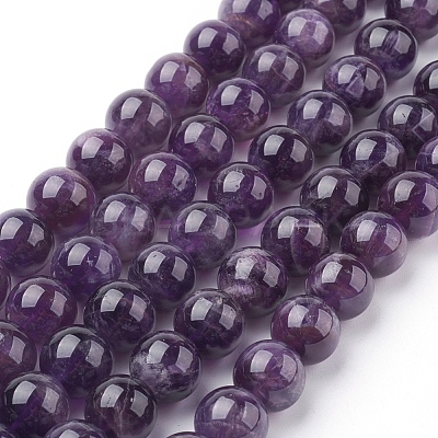 Natural Amethyst Beads Strands G-G099-10mm-1-1