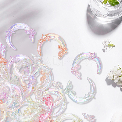 40Pcs Transparent UV Plating Acrylic Beads PACR-BM0001-01-1