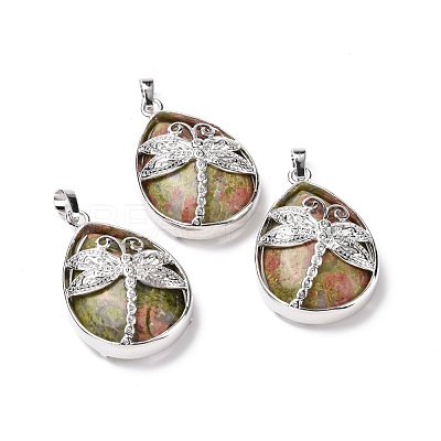 Natural Unakite Pendants G-G900-01P-12-1