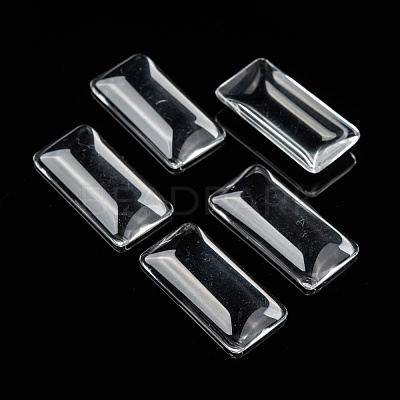 Transparent Rectangle Glass Cabochons GGLA-R025-38x19-1