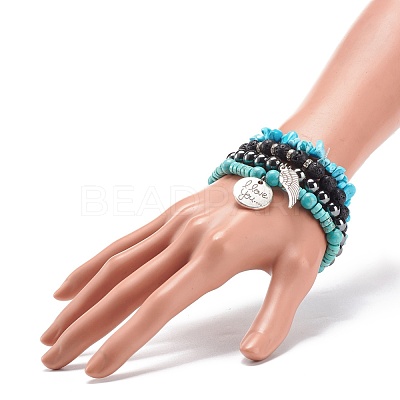 4Pcs 4 Style Natural & Synthetic Mixed Gemstone Stretch Bracelets Set BJEW-JB08479-1