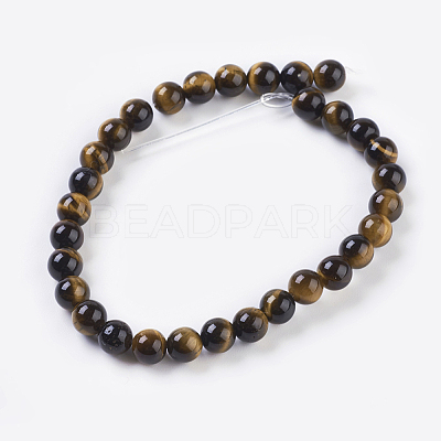 Natural Tiger Eye Beads Strands X-G-C076-6mm-1B-1