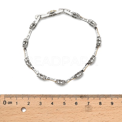 Brass Micro Pave Clear Cubic Zirconia Flower Link Chains Bracelets for Women LS-BJEW-B145-03-1