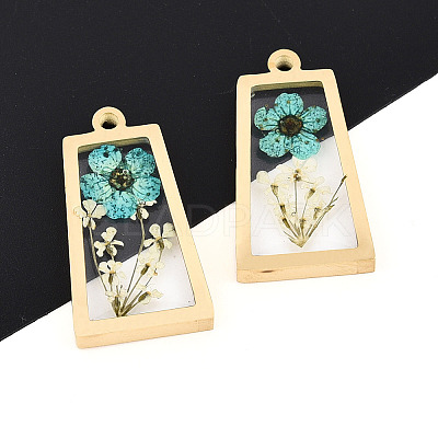 304 Stainless Steel Epoxy Resin Pendants STAS-T072-29-1