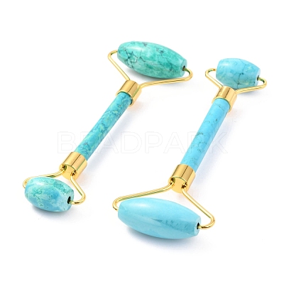 Natural Turquoise Brass Face Massager MRMJ-G009-41G-1