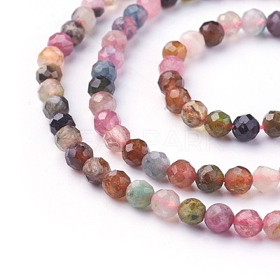 Natural Multicolor Tourmaline Beads Strands G-F619-20B-4mm-1