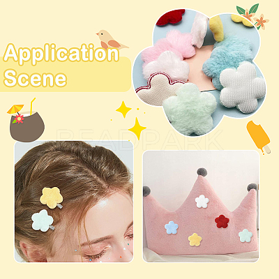 50Pcs 5 Colors Single Face Wool Fibre Cabochons FIND-SC0020-33-1