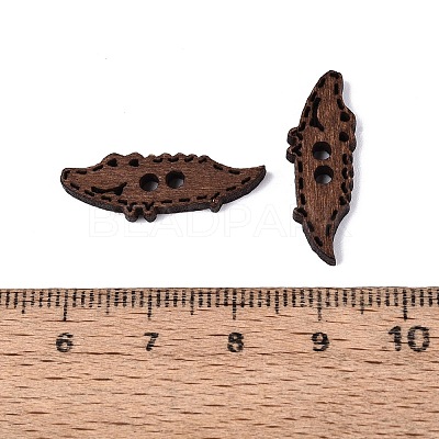 2-Hole Crocodile Wood Buttons BUTT-Q046-01B-1