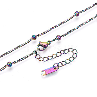 Ion Plating(IP) 304 Stainless Steel Satellite Chain Necklace for Men Women NJEW-E076-01M-1