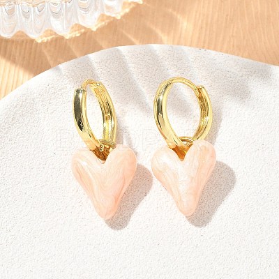 Brass Enamel Dangle Hoop Earrings for Women KK-CBA760A-06G-1
