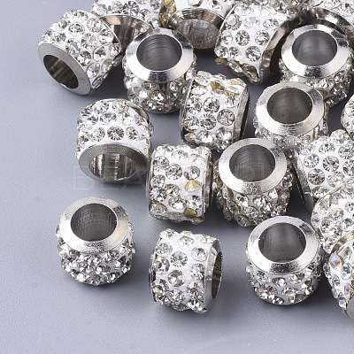Polymer Clay Rhinestone European Beads RB-S055-18A-P-1