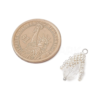 Glass Seed Beaded Bud Pendants PALLOY-MZ01096-02-1