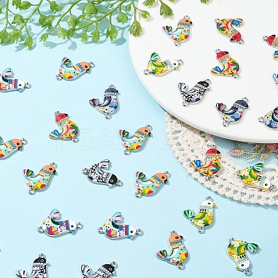 60Pcs Printed Alloy Connector Charms FIND-YW0006-71-1