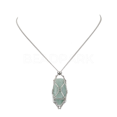 Brass Braided Macrame Pouch Empty Stone Holder for Pendant Necklace Making NJEW-JN04331-02-1