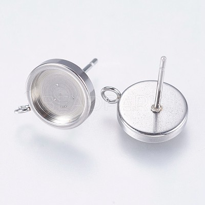 Non-Tarnish 304 Stainless Steel Stud Earring Settings STAS-I097-062-8MM-1