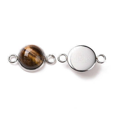 Natural Tiger Eye Connector Charms G-D059-01C-15-1