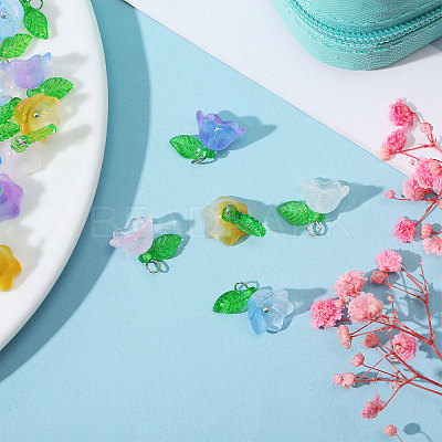 100Pcs 10 Colors Glass Flower of Life Charms FIND-CA0009-01-1