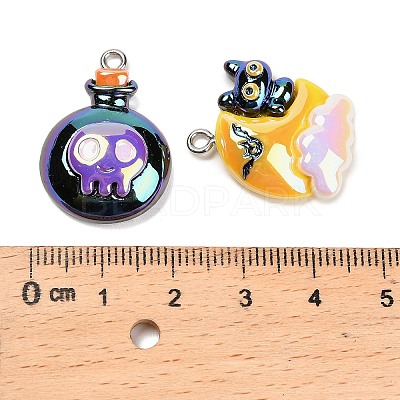 Halloween Electroplate Opaque Resin Pendants RESI-H040-02C-P-1