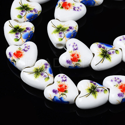 Handmade Porcelain Ceramic Beads Strands PORC-S502-043B-1